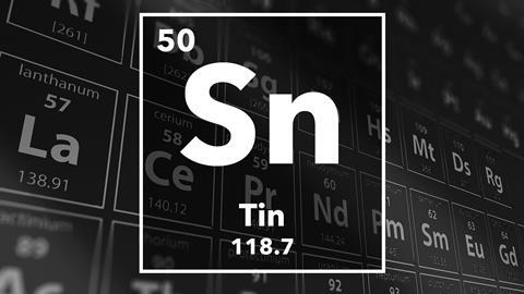 Periodic table of the elements – 50 – Tin