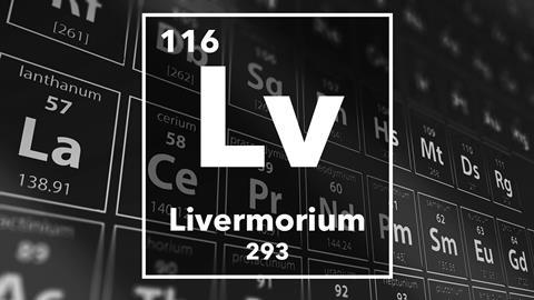 Periodic table of the elements – 116 – Livermorium