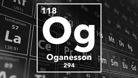 Periodic table of the elements – 118 – Oganesson