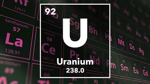 Periodic table of the elements – 92 – Uranium