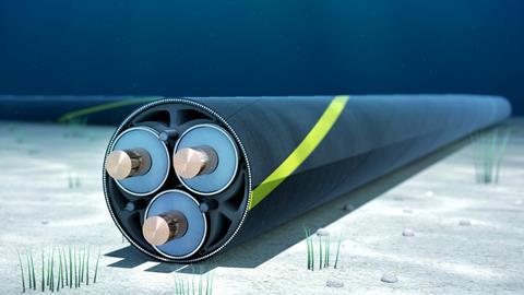 3d rendering of a subsea cable on the seabed