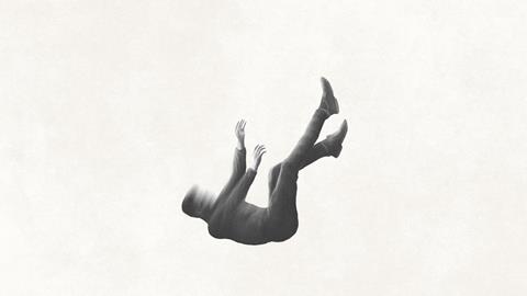 Falling faceless man