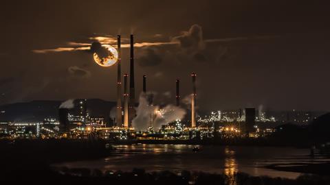 Chemical plant at night