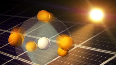Illustration showing how atoms in perovskite materials respond to light