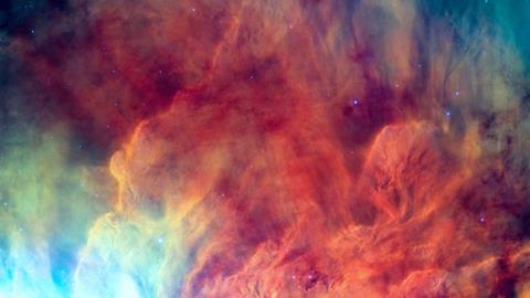 Waves breaking in the stellar Lagoon Nebula or emission nebula Messier 8, a giant interstellar cloud in the constellation Sagittarius