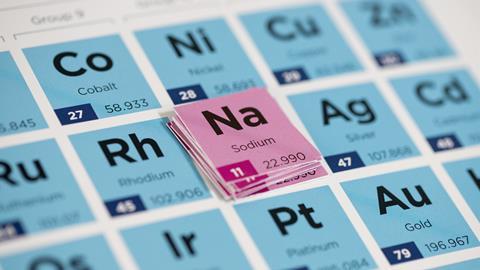 Sodium tiles on top of periodic table tiles