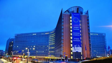 The building of the European Commission at night
