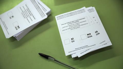 Ballot papers for independence referendum taking place in Catalonia 