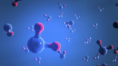 Water molecule models on a blue background