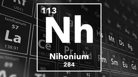 Periodic table of the elements – 113 – Nihonium
