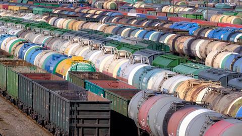An image showing sorting railway station for freight transport