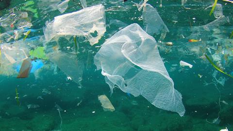 Plastic rubbish pollution in ocean