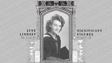 A framed image of June Lindsey