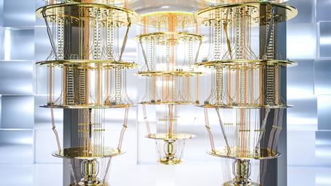 3d rendering quantum computer machine in shield capsule