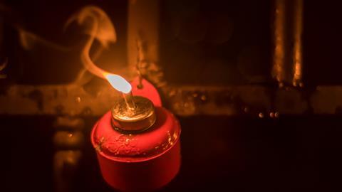 A traditional kerosene lamp