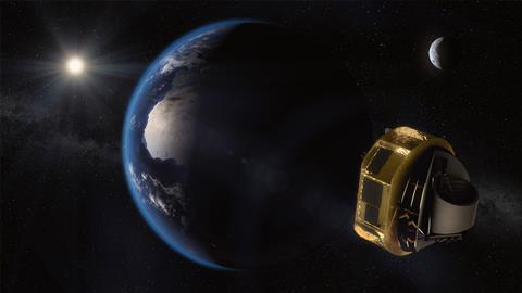 An image showing Ariel on its way to Lagrange Point 2