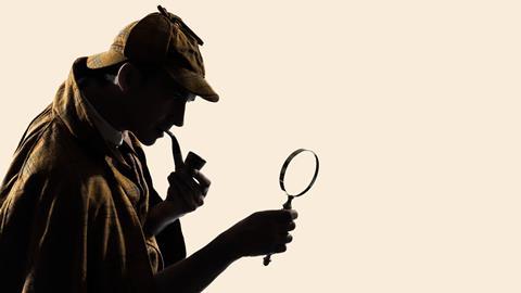A silhoette showing Sherlock Holmes