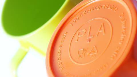PLA bioplastic biodegradable green and orange cups