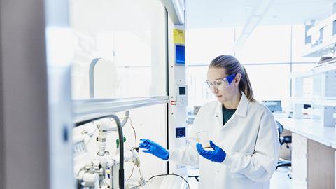 An image showing a scientist in the lab