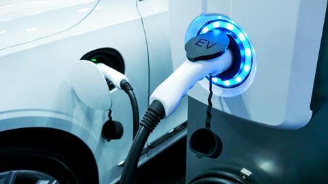 An image showing an electric car charging