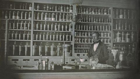 An image showing an old pharmacy