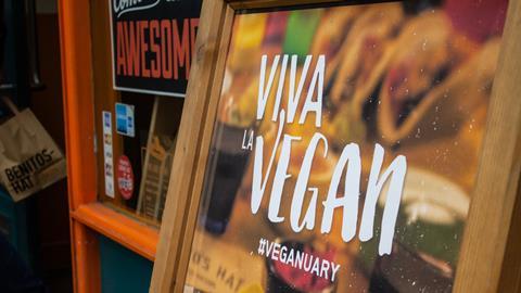 Viva la vegan sign outside a restaurant in London