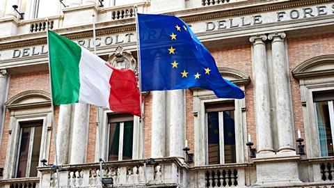 Italian and European flag