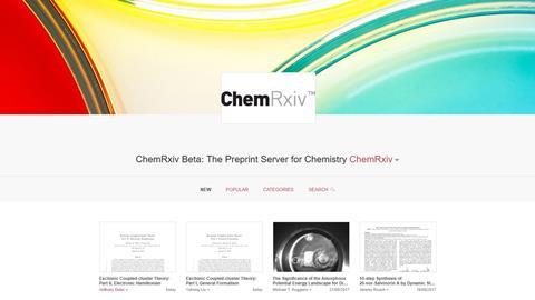 Screenshot of homepage of ChemRXIV story hero