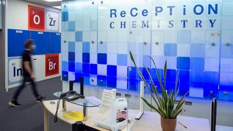 An image showing the reception of a UK chemistry department