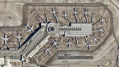 An image showing the top view for an airport (Miami)