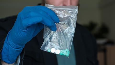 An image showing drugs in an evidence bag