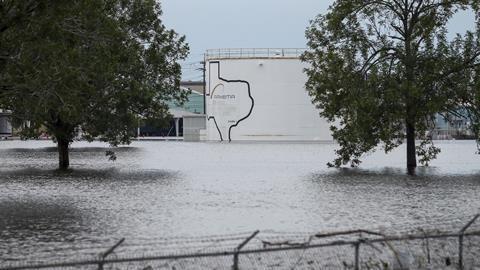 The Arkema Inc. chemical plant in Crosby, Texas surrounded by floodwaters from tropical storm Harvey