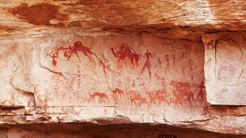 Famous prehistoric rock paintings of Tassili N'Ajjer, Algeria 