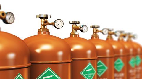 a row of gas cylinders