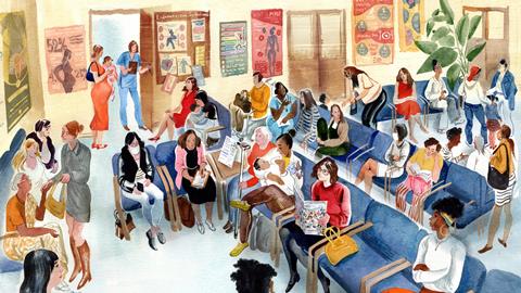 Women in medical waiting room