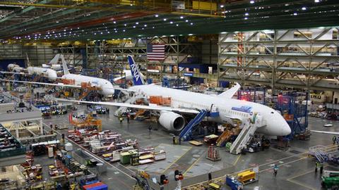 Boeing 787 aeroplanes under construction
