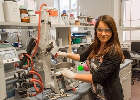 A photograph of Martina Hestoricova in a laboratory