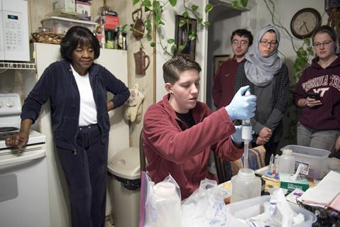 An image showing water testing being done by a citizen science project in Flint