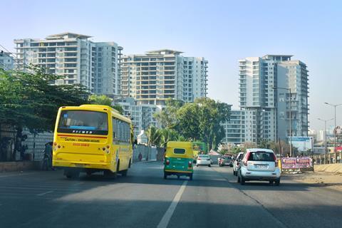 A photograph oftraffic on a Bangalore street
