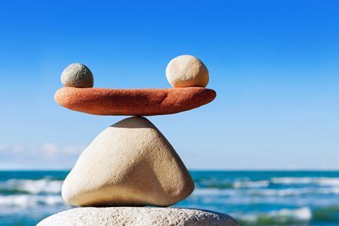 Balanced stones at the beach