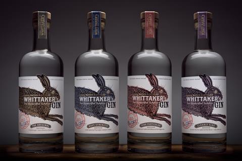 Whittaker's Gin bottles