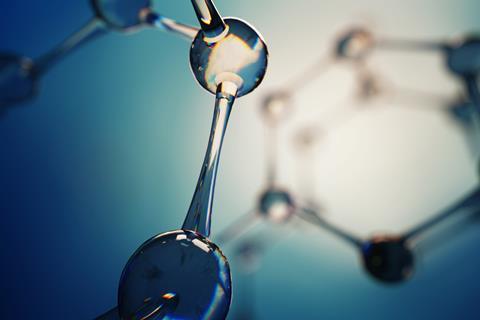 3d illustration of glass molecules. Atoms connection concept. Abstract science background