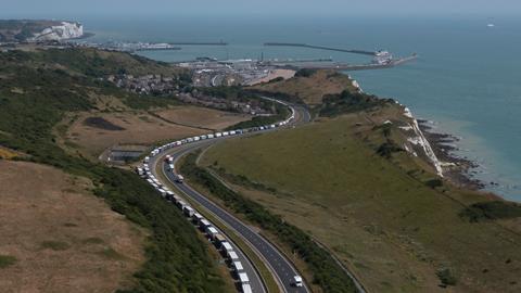 Queue of lorries in Dover