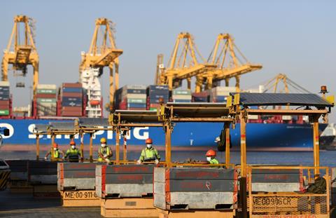 An image showing employees at the port of Jebel Ali