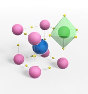 An image showing a perovskite mineral molecular model