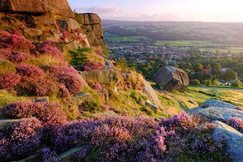 An image showing the Cow & Calf rocks on Ilkley Moor