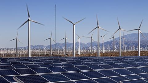 An image showing electric windmills and solar panels