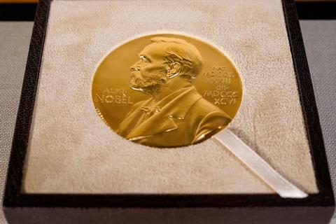 显示诺贝尔奖牌的图像
