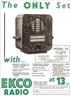 An image showing a bakelite radio 1934 advert
