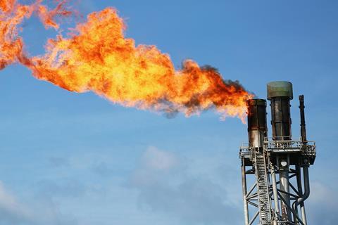 Gas flare on an oil well